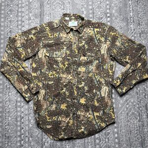VTG Bushlan Camo Shirt Large Texas Camouflage Cotton USA Hunting Safari READ